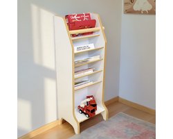 City of Wood - Houten Montessori-kinderboekenkast met schuine planken – perfect voor leren en ordenen