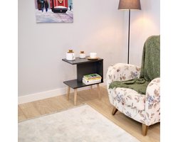 City of Wood - Moderne Bijzettafel met Houten Poten - Compacte Salontafel voor de Woonkamer - Grijs