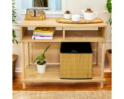 City of Wood - Moderne consoletafel met houten poten – Perfect voor de hal of woonkamerinrichting - Beige