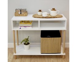 City of Wood - Moderne consoletafel met houten poten – Perfect voor in de hal of woonkamer - Wit