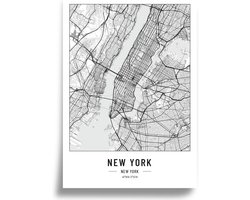 City Poster A2 Zwart Wit 250 g/m² – Stedelijke Wanddecoratie voor Woonkamer en Slaapkamer – Zonder Lijst – New York & Los Angeles – 250 Gram Papier