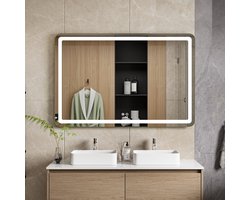 Cityline Badkamer spiegel met verlichting - "Bosa" - 80 x 120 cm - LED & Anti-condens - Instelbare lichtkleur - dimbaar - voorzien van touchknoppen