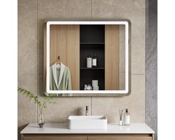 Cityline Badkamer spiegel met verlichting - "Bosa" - 80 x 90 cm - LED & Anti-condens - Instelbare lichtkleur - dimbaar - voorzien van touchknoppen