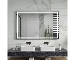 Cityline Badkamer Spiegel met verlichting - "Ottana" - 80 x 120 cm - LED & Anti-condens - Instelbare lichtkleur - dimbaar - voorzien van touchknoppen