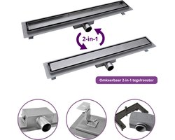 CityLine douchegoot - RVS - 90cm - Zijuitloop - Omkeerbaar Tegelrooster - Basic