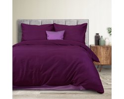 Cizgili Violet Katoen Satijn Beddengoed 140x200cm