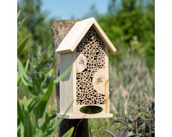 CJ Wildlife - Bijenhotel Tabarca - FSC Hout - Startermodel voor wilde bijen - Betaalbaar & natuurlijk ontwerp