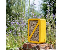 CJ Wildlife Insectenhotel - Salina - Bijenhotel - Insectenhuis voor o.a. Bijen, Hommels & Lieveheersbeestjes - Bijenkast met Vervangbaar Bamboe Huisje - Geel