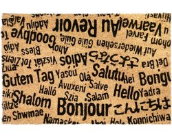 CKB ltd Hallo Alle Talen deurmat binnen droogloopmat buiten schoonloopmat deurmatten met tekst kokos droogloop deur mat grappig droogloopmatten 40x60cm door funny welkom print welcome schoonloop matten grappige antislip kokosvezel kokosmat