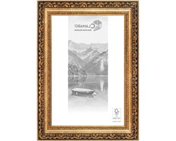 CLAMARO 'OTTO' fotolijst antiek 45x60 massief hout | goud antiek | 80 mm brede Shabby Chic Vintage barok lijst | houten lijst incl. acrylglas, achterwand, metalen hanger