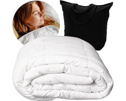 Classic 150x210 5kg Premium Katoenen Verzwaringsdeken - Weighted blanket en dekbed - Verlichting slapeloosheid stress angst - Wit dekbed zonder overtrek en wasbaar
