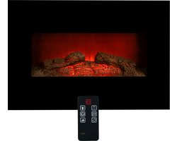 Classic Fire Sfeerhaard Elektrisch Memphis - Electrische Haard met Verwarming, Afstandsbediening en Timer - Kachel Elektrisch met LED Vlammen - 1800W - Wandmontage - Zwart