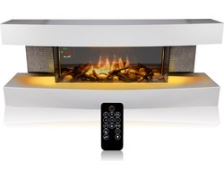 Classic Fire Sfeerhaard Elektrisch Montreal - Sfeerhaard met Schouw 2000W - Electrische Haard met Verwarming, Afstandsbediening en Timer - Kachel Elektrisch met LED Vlammen