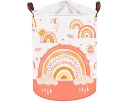 Clastyle 45L Boho Rainbow Cloud Boy Girl Wasmand Sun Moon Orange Ronde Speelgoedkleding Opbergmand voor Kinderkamer, 36x45 cm