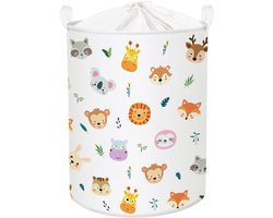 Clastyle 45L Grote Cartoon Dieren Kinder Wasmand met Deksel voor Jongens Meisjes Leeuw Koala Vos Kleding Speelgoed Opbergmand voor Kinderkamer Badkamer