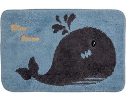 Clayre & Eef Badmat 58x38x1 cm Blauw Grijs Polyester