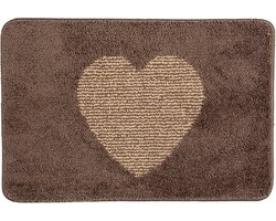 Clayre & Eef Badmat 58x38x1 cm Bruin Polyester Hart