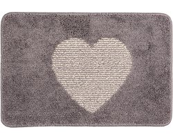 Clayre & Eef Badmat 58x38x1 cm Grijs Polyester Hart