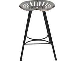 Clayre & Eef Barkruk 50x50x75 cm Grijs Ijzer Rond Kruk