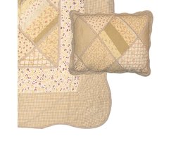 Clayre & Eef Bedsprei 180x250 cm Groen Beige Polyester