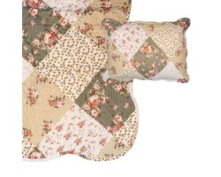 Clayre & Eef Bedsprei 180x250 cm Groen Beige Polyester Sprei