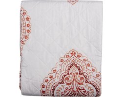 Clayre & Eef Bedsprei 2-persoons Wit Rood Katoen Polyester Rechthoek Sprei