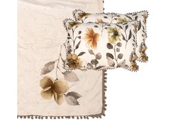 Clayre & Eef Bedsprei 220x240 cm Wit Grijs Polyester Sprei
