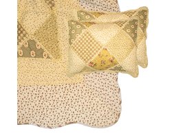 Clayre & Eef Bedsprei 230x250 cm Groen Beige Polyester