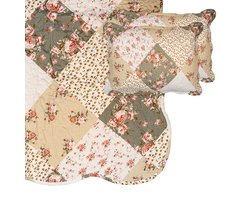 Clayre & Eef Bedsprei 230x250 cm Groen Beige Polyester Sprei