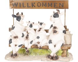 Clayre & Eef Beeld 40x17x33 cm Wit Bruin Kunststof Willkommen Woonaccessoires beeld decoratie Decoratieve Accessoires