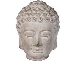 Clayre & Eef Beeld Boeddha 13x14x17 cm Grijs Steen Woonaccessoires