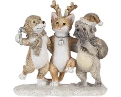 Clayre & Eef Beeld Dieren 13x5x12 cm Grijs Beige Kunststof Dieren