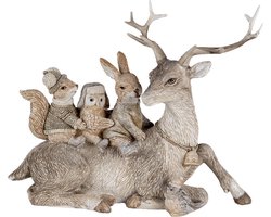 Clayre & Eef Beeld Dieren 17 cm Grijs Bruin Polyresin Dieren Woonaccessoires