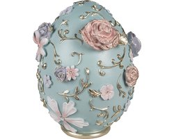 Clayre & Eef Beeld Ei 26 cm Blauw Polyresin