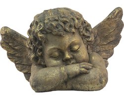 Clayre & Eef Beeld  Engel 60x32x38 cm Goudkleurig Polyresin Woonaccessoires beeld decoratie  Decoratieve Accessoires