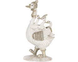 Clayre & Eef Beeld Gans 10x5x18 cm Wit Polyresin Woonaccessoires