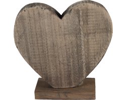 Clayre & Eef Beeld Hart 19x7x19 cm Bruin Hout Hartvormig Woonaccessoires