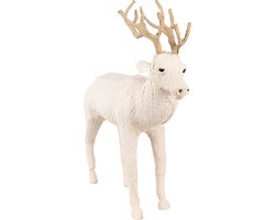 Clayre & Eef Beeld Hert 50 cm Beige Papier Ijzer Textiel Woonaccessoires