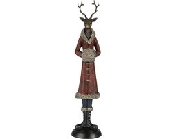 Clayre & Eef Beeld Hert 8x8x35 cm Rood Polyresin Woonaccessoires