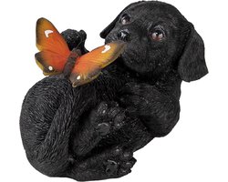 Clayre & Eef Beeld Hond 14x9x10 cm Zwart Polyresin Woonaccessoires