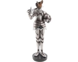 Clayre & Eef Beeld Hond 15x12x32 cm Zilverkleurig Polyresin Woonaccessoires