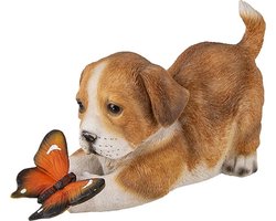 Clayre & Eef Beeld Hond 20x8x11 cm Bruin Polyresin Woonaccessoires