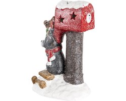 Clayre & Eef Beeld Hond 22x19x35 cm Rood Polyresin Woonaccessoires