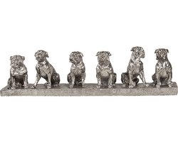 Clayre & Eef Beeld Hond 52x12x14 cm Zilverkleurig Polyresin Woonaccessoires