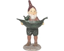 Clayre & Eef Beeld  Kabouter 26*21*42 cm Groen Kunststof Woonaccessoires beeld decoratie  Decoratieve Accessoires