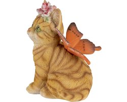 Clayre & Eef Beeld Kat 12x10x15 cm Bruin Polyresin Woonaccessoires