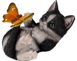 Clayre & Eef Beeld Kat 14x8x11 cm Zwart Wit Polyresin Woonaccessoires