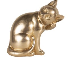 Clayre & Eef Beeld Kat 21x13x20 cm Goudkleurig Polyresin Woonaccessoires