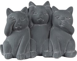 Clayre & Eef Beeld Kat 22x10x16 cm Grijs Steen Woonaccessoires