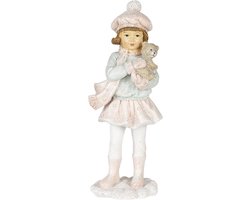 Clayre & Eef Beeld Kind 11x7x21 cm Wit Roze Polyresin Woonaccessoires